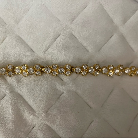 Swarovski Signed Bubble Tennis Bracelet | Gold Plated | Clear Crystals | Retired - Picture 2 of 8